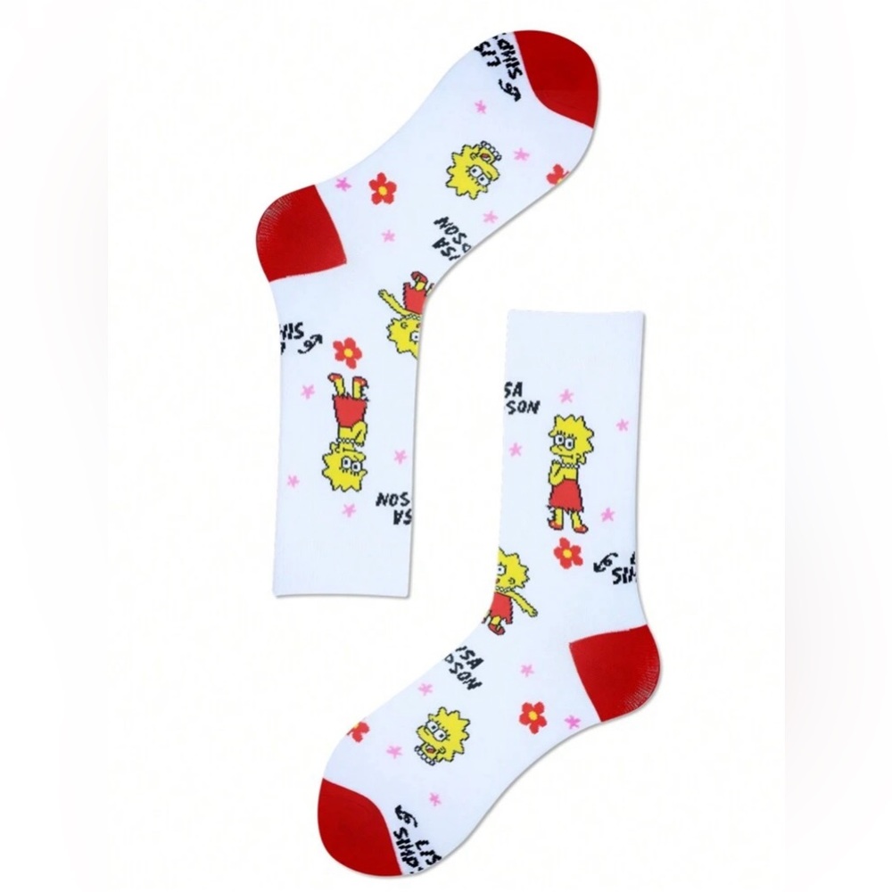 •Flower Power Lisa• The Simpsons Graphic Unisex Socks 3 for $21
